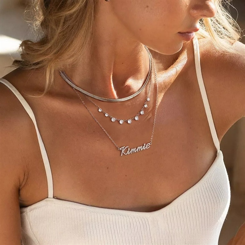 Personalized Full Pave Name Necklace in 925 Sterling Silver Shine of Diamond