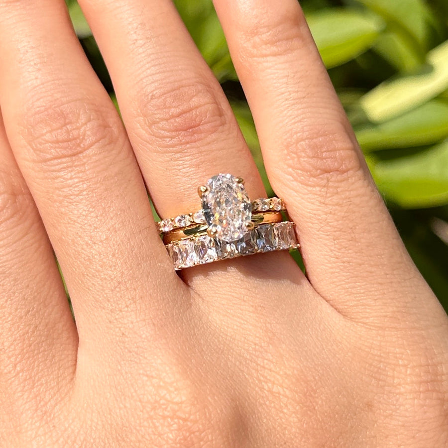 Unique Design Stunning Oval Cut Sterling Silver Bridal Set Carly Jewelry