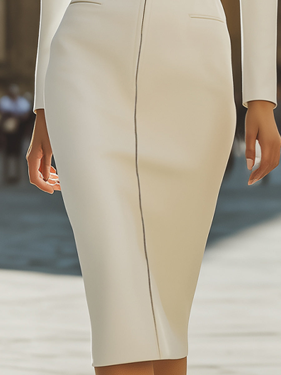 CAAYWORLD Plain Structured Zip-Front Midi Dress HWT
