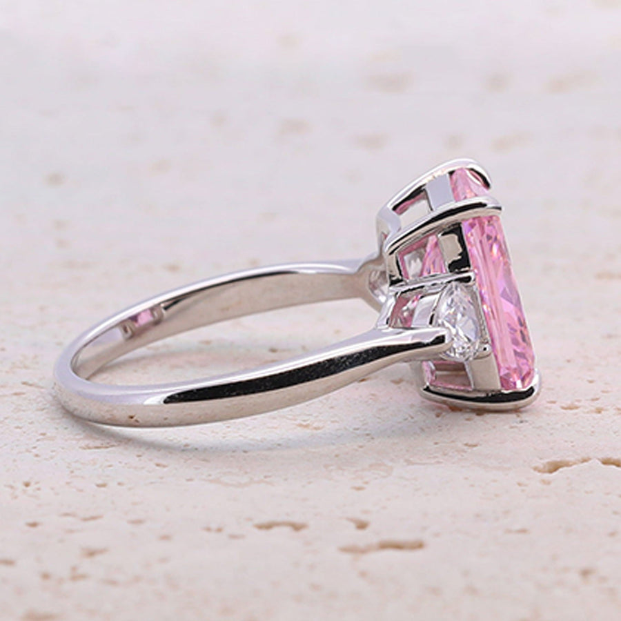 4.0CT Three Stone Pink Sterling Silver Engagement Ring (Multi Color Available) shine of diamond