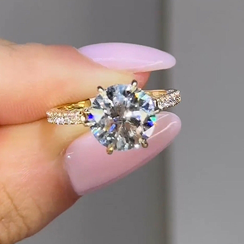 Classic Round Cut 6 Prong 925 Sterling Silver Engagement Ring shineofdiamond