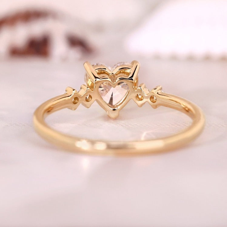 Golden Tone Solitaire Heart Cut Engagement Ring Shineofdiamond