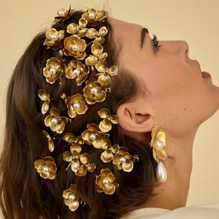 Floral Hair Clip Set ¨C 4-Piece Elegant Blooming Barrettes hot