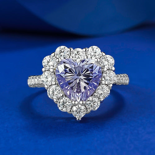 Gorgeous Purple Stone Heart Cut Engagement Ring In Sterling Silver shineofdiamond