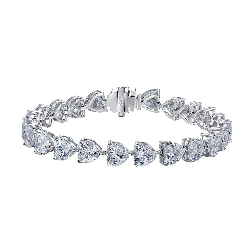 Beautiful Heart Cut Tennis Bracelet in Sterling Silver Shineofdiamond