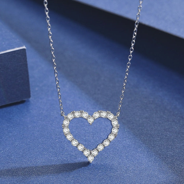 Heart Pendant Necklace in Sterling Silver Shineofdiamond