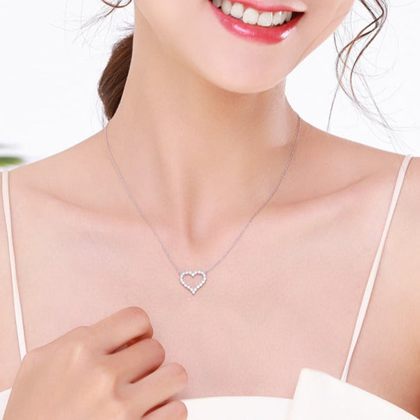 Heart Pendant Necklace in Sterling Silver Shineofdiamond