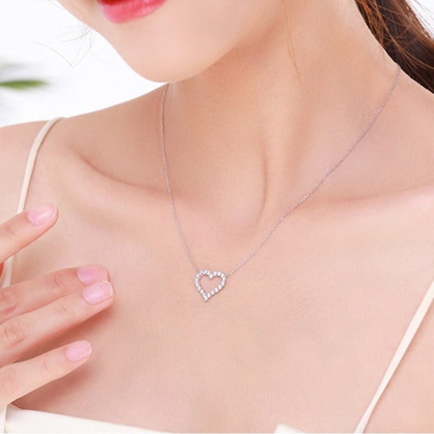 Heart Pendant Necklace in Sterling Silver Shineofdiamond