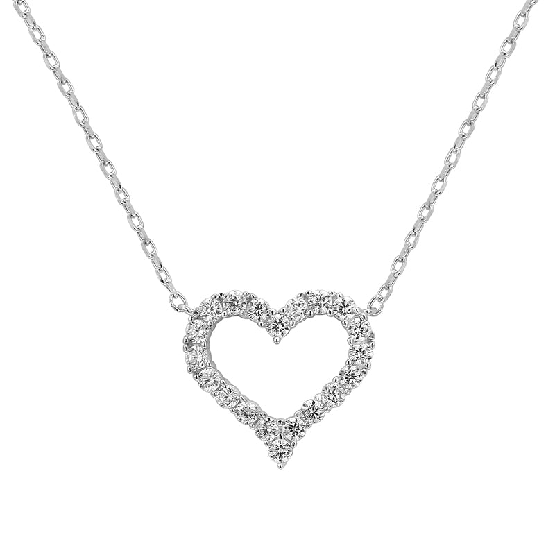 Heart Pendant Necklace in Sterling Silver Shineofdiamond