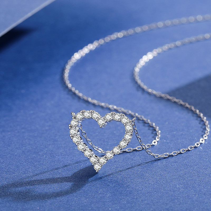 Heart Pendant Necklace in Sterling Silver Shineofdiamond