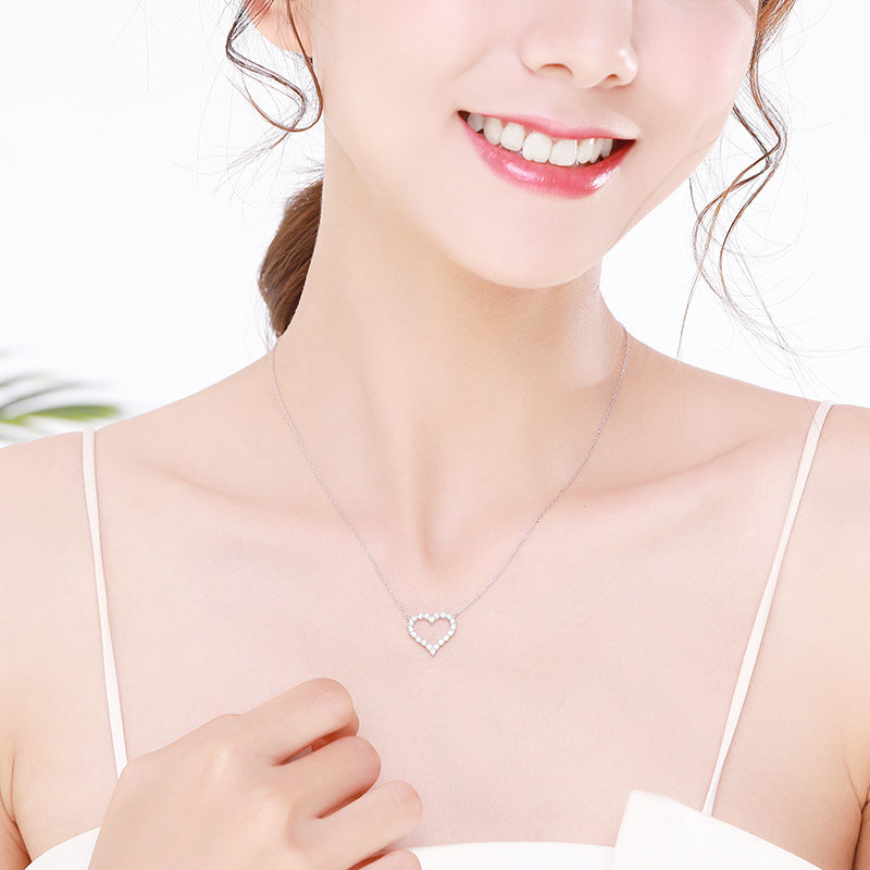Heart Pendant Necklace in Sterling Silver Shineofdiamond