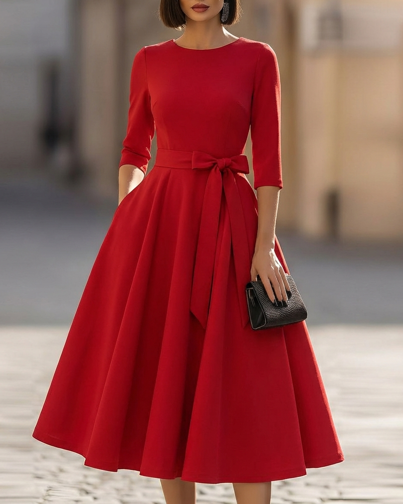 Crew-Neck Midi Dress
