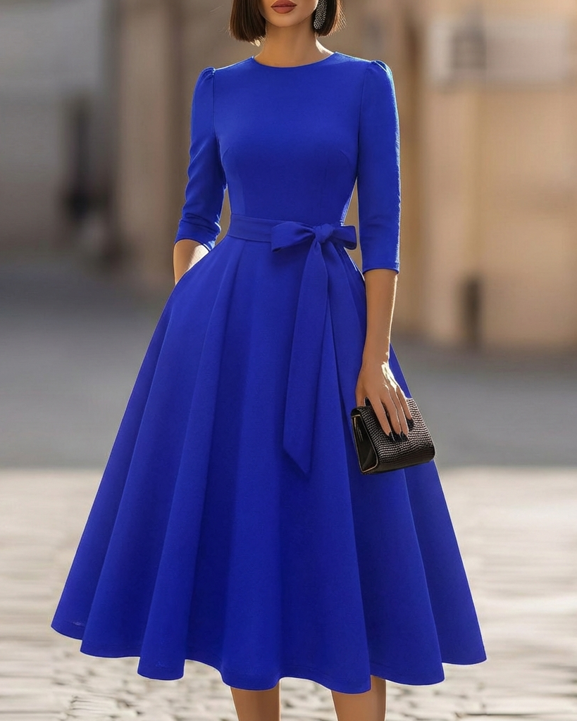 Crew-Neck Midi Dress