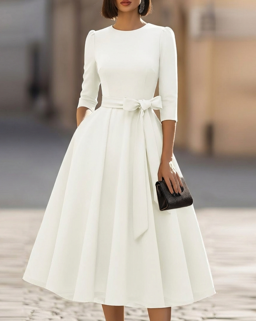 Crew-Neck Midi Dress
