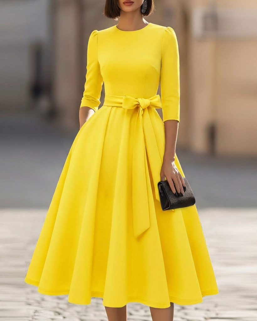Crew-Neck Midi Dress