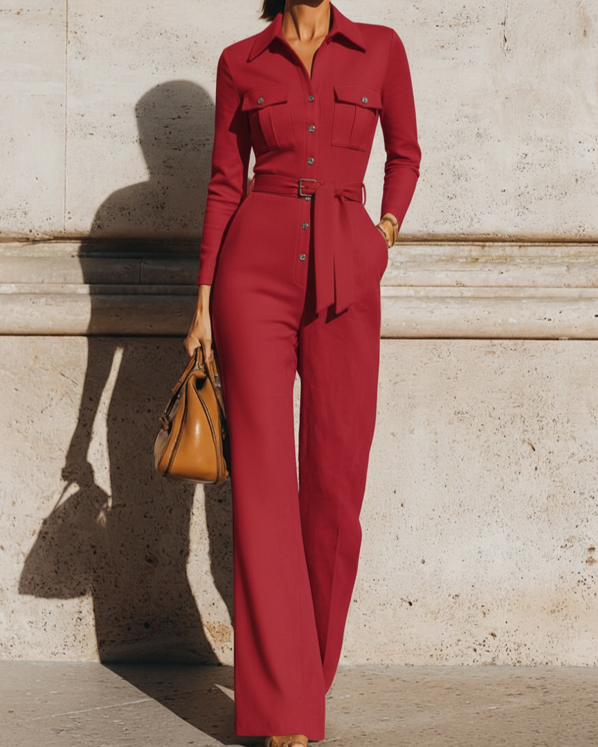 Tailored Belted Wide-Leg Jumpsuit