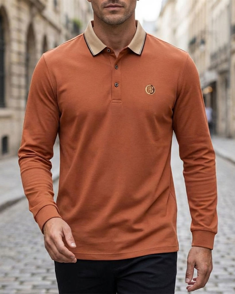 Veneto Long-Sleeve Cotton Piqué Polo