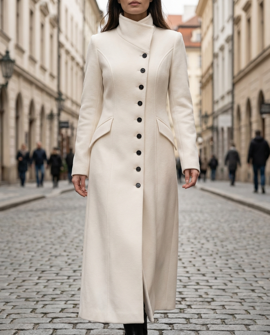 Elegant Front-Button Longline Tailored Coat