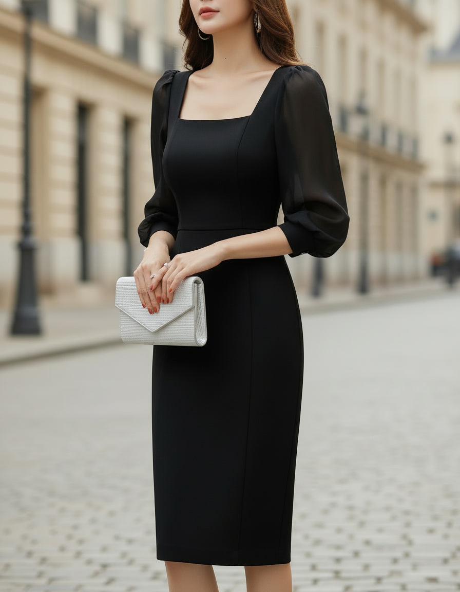 Collared Button-Front Belted Pleated Midi Dress
