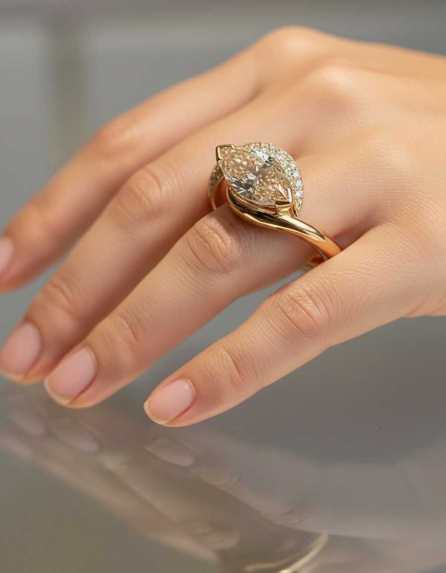 Elegant Embellished Marquise Rapture Ring in Sterling Silver