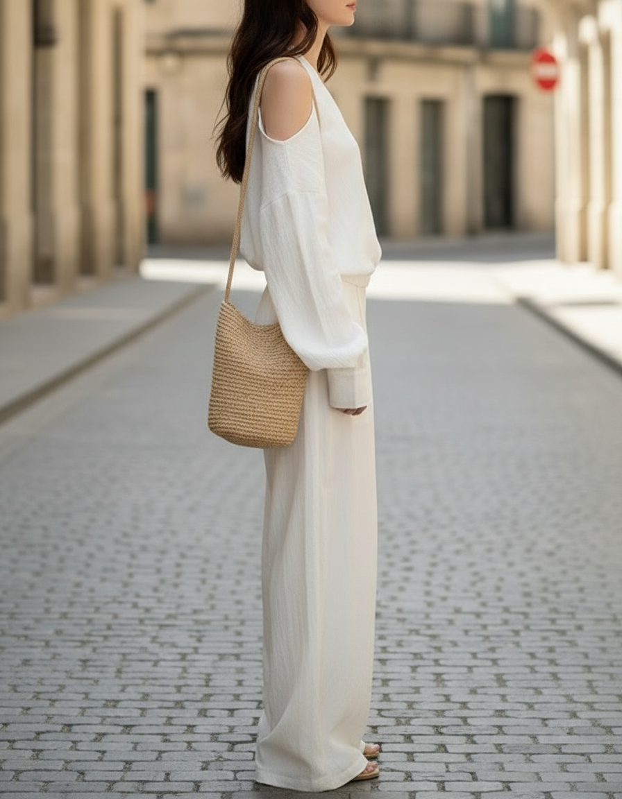 Halter Cold-Shoulder Wide-Leg Jumpsuit