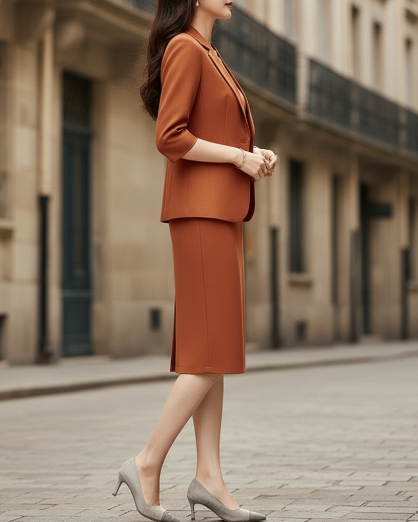 Elegant Tailored Blazer and Sheath Dress Set