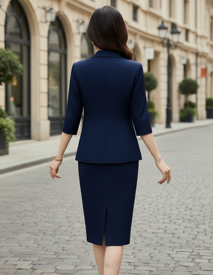 Elegant Tailored Blazer and Sheath Dress Set