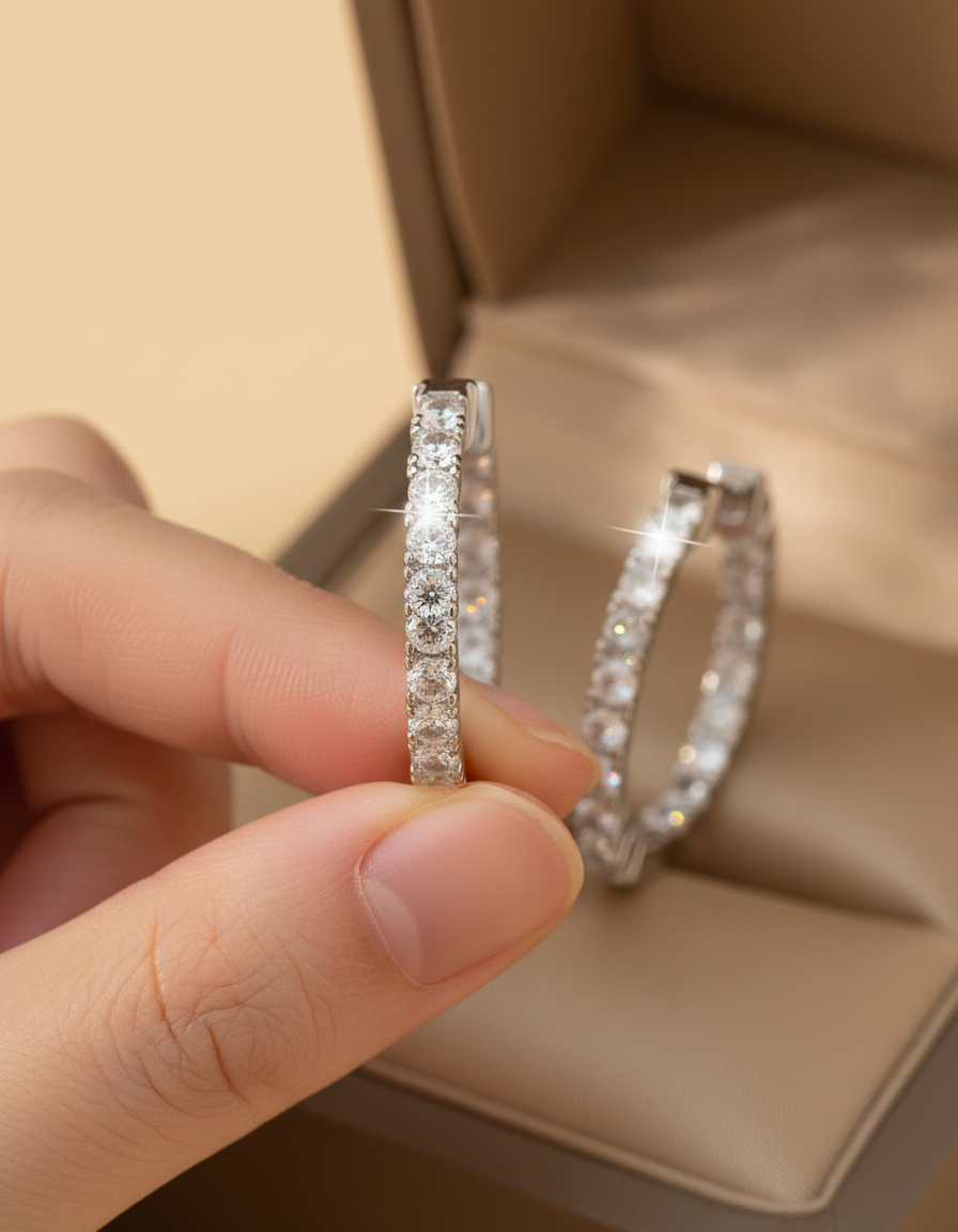 Elegant Round Cut  Hoop Earrings