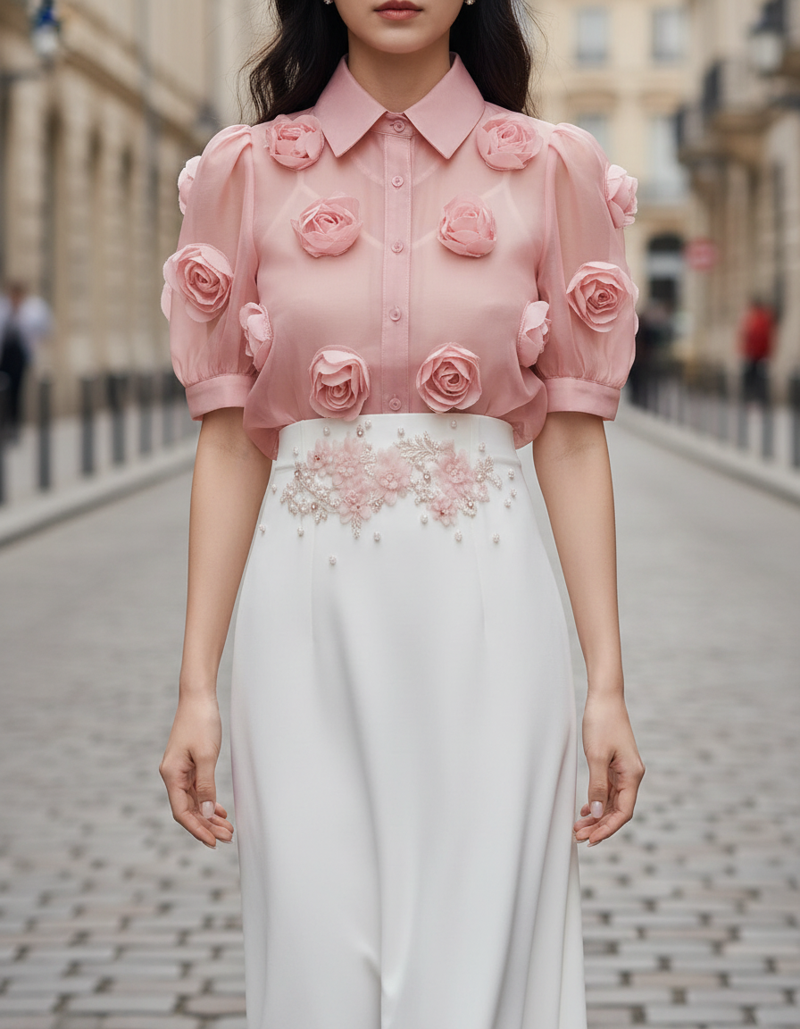 Embellished Floral Elegance - Blouse