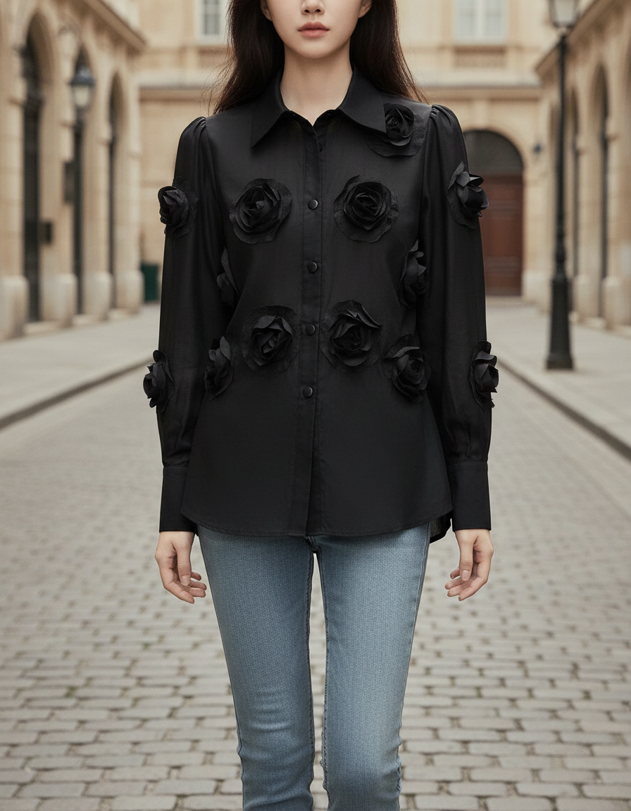 Embellished Floral Elegance - Blouse