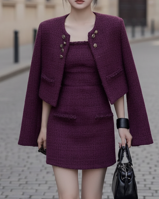 Stylish Tweed Two-Piece Chic Set