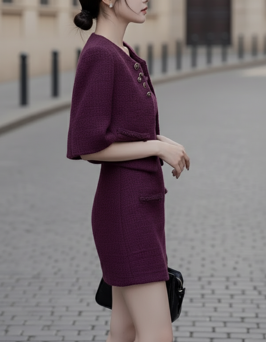 Stylish Tweed Two-Piece Chic Set
