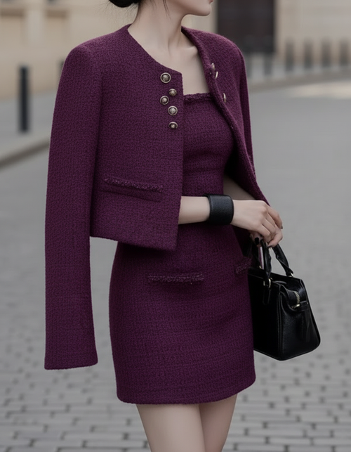 Stylish Tweed Two-Piece Chic Set