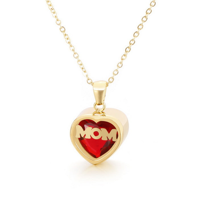 Personalized  Heart Cut Pendant Necklace For Mom Dazzleyesjewelry