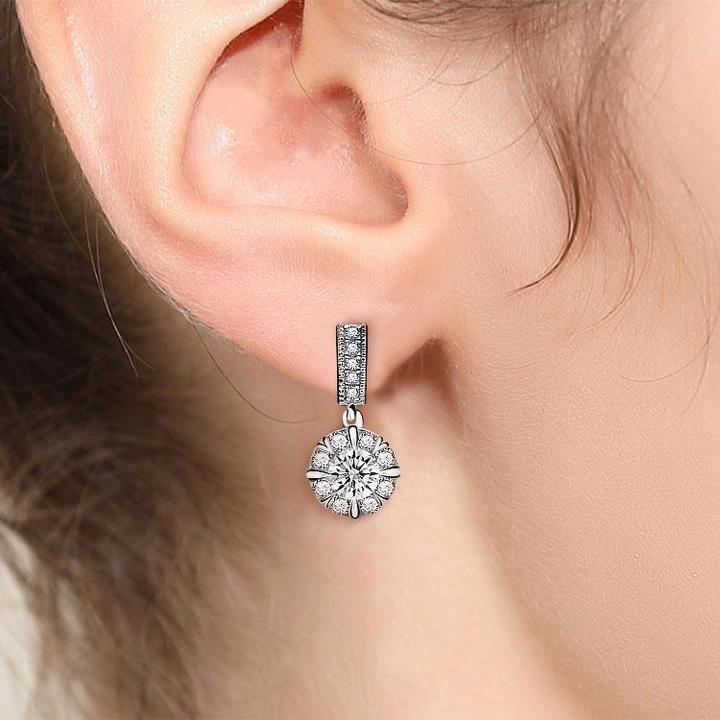 3.5CT Round Cut 925 Sterling Silver Drop Earrings Shineofidamond