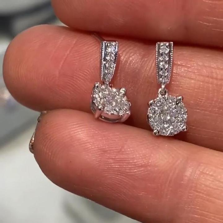3.5CT Round Cut 925 Sterling Silver Drop Earrings Shineofidamond
