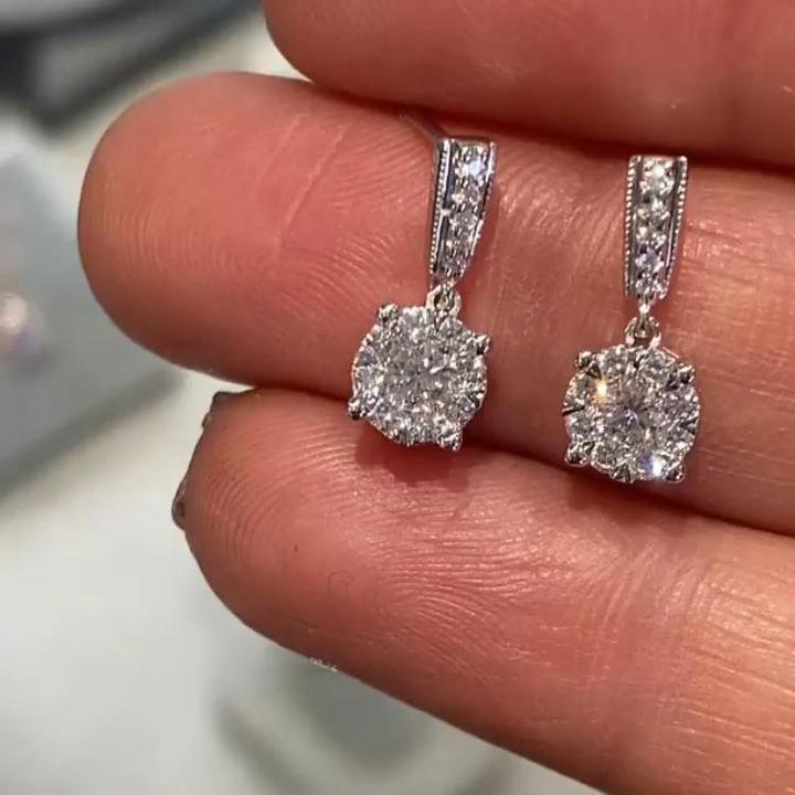 3.5CT Round Cut 925 Sterling Silver Drop Earrings Shineofidamond