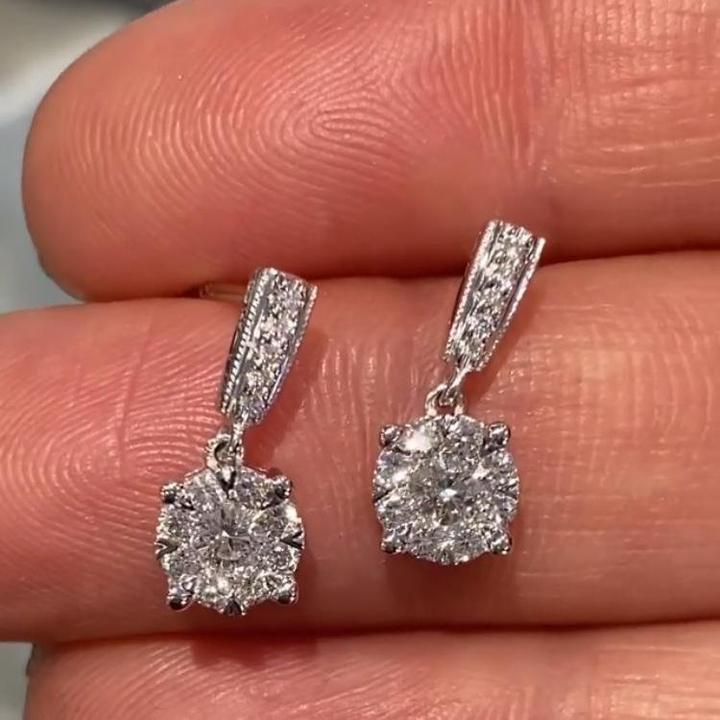 3.5CT Round Cut 925 Sterling Silver Drop Earrings Shineofidamond