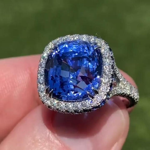Retro Cushion Cut Halo Party Engagement Ring Shineofidamond