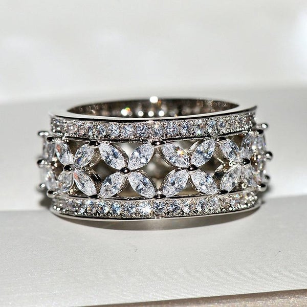 Marquise Cut 925 Sterling Silver Wedding Band shine of diamond