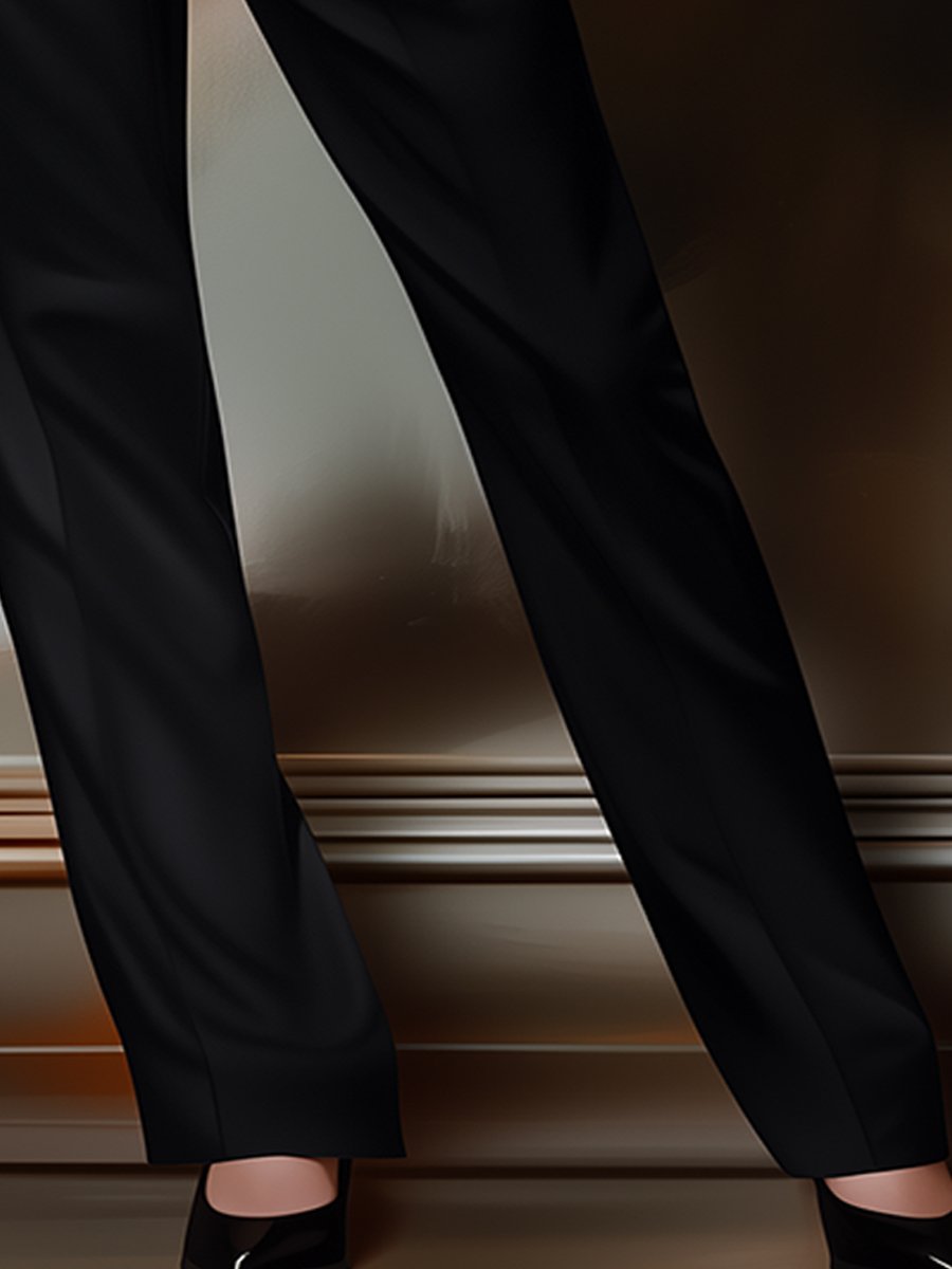 Classic Black Twill Pants for Daily Outfit ZJ