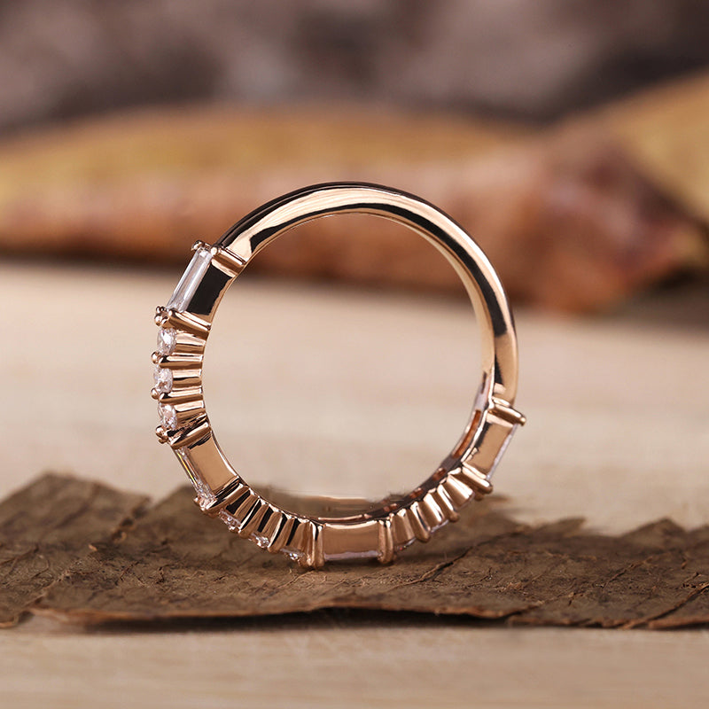 Dainty Rose Gold Tone Wedding Band In Sterling Silver Carly Jewelry