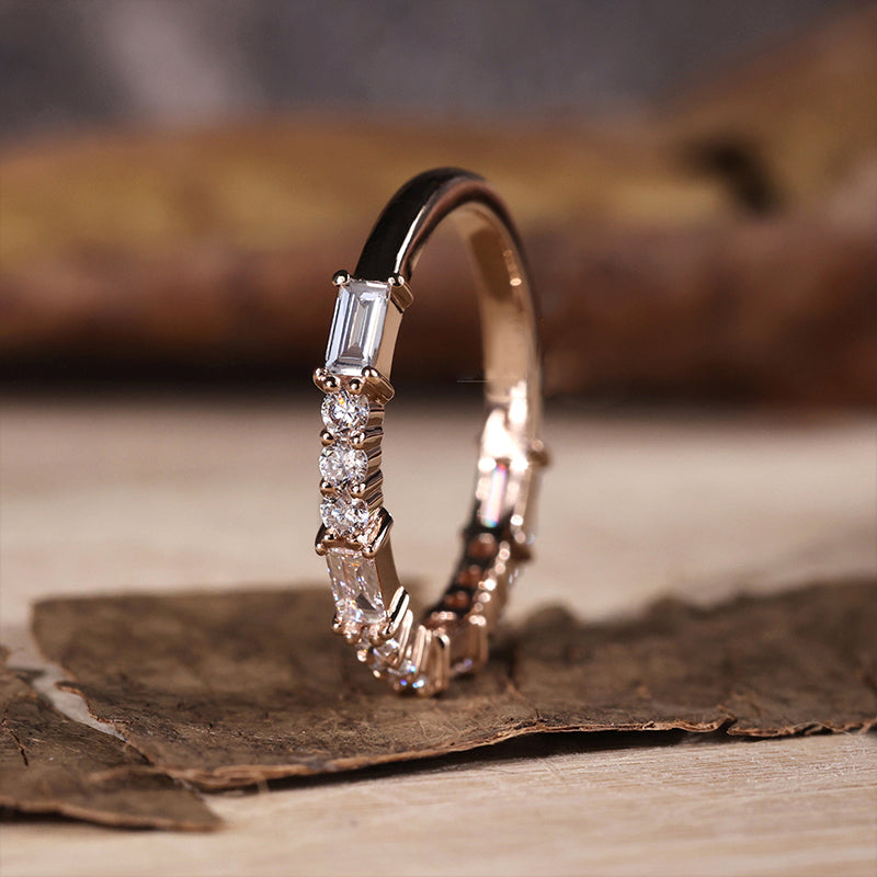 Dainty Rose Gold Tone Wedding Band In Sterling Silver Carly Jewelry