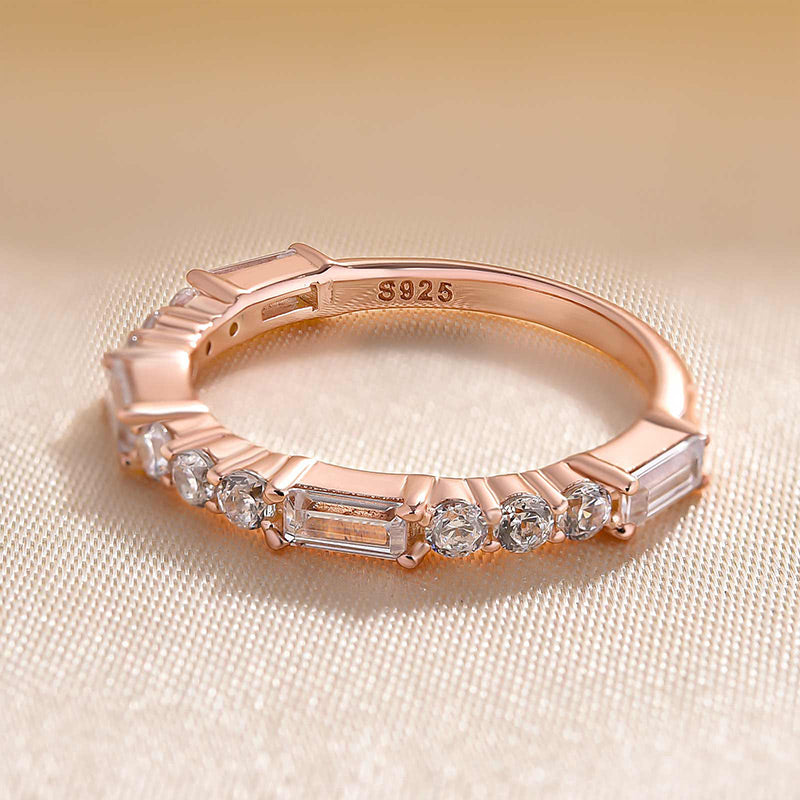 Dainty Rose Gold Tone Wedding Band In Sterling Silver Carly Jewelry
