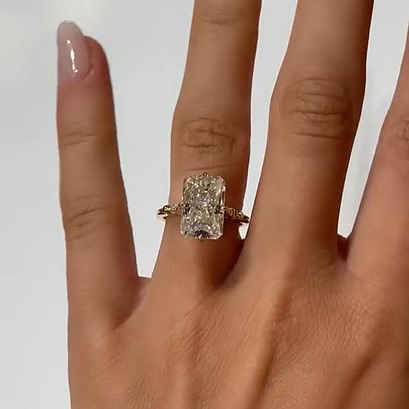 Vintage Golden Tone Radiant Cut Engagement Ring In Sterling Silver shineofdiamond