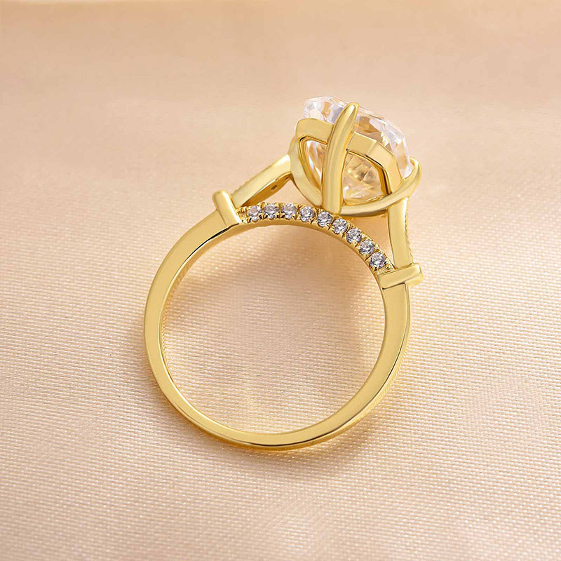 Vintage Golden Tone Radiant Cut Engagement Ring In Sterling Silver shineofdiamond