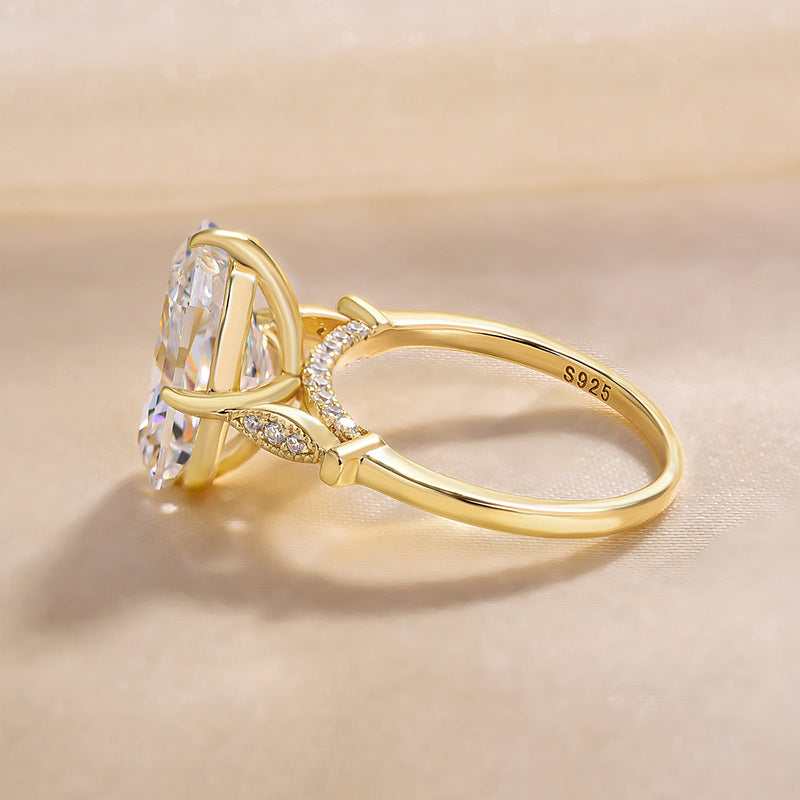 Vintage Golden Tone Radiant Cut Engagement Ring In Sterling Silver shineofdiamond