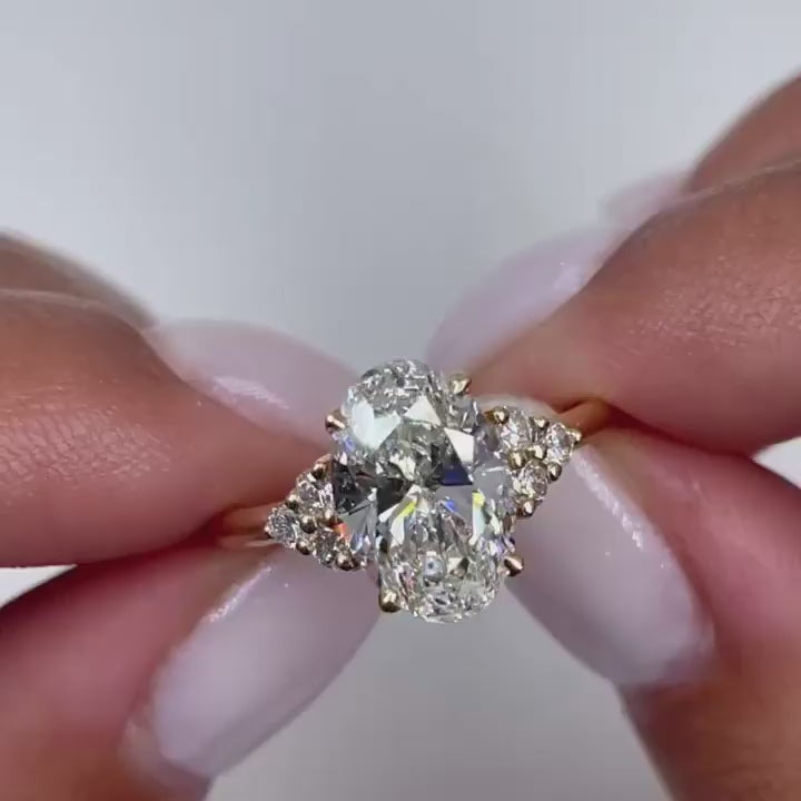 Gorgeous Golden Tone Oval Cut Engagement Ring In Sterling Silver shine of diamond