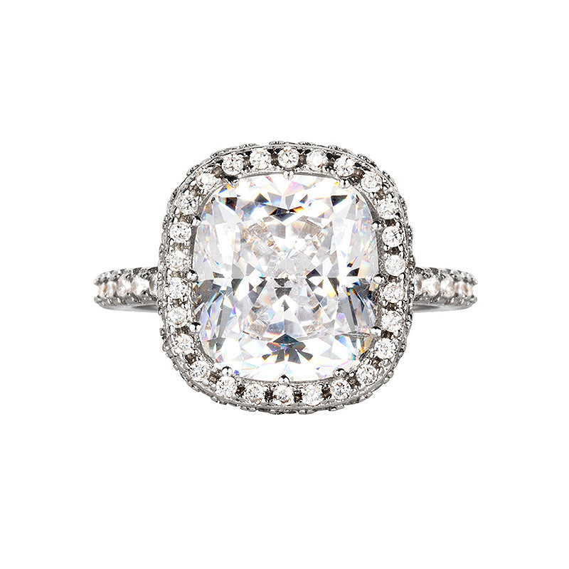 Elegant 3PC Cushion Cut Halo Wedding Set In Sterling Silver shineofdiamond