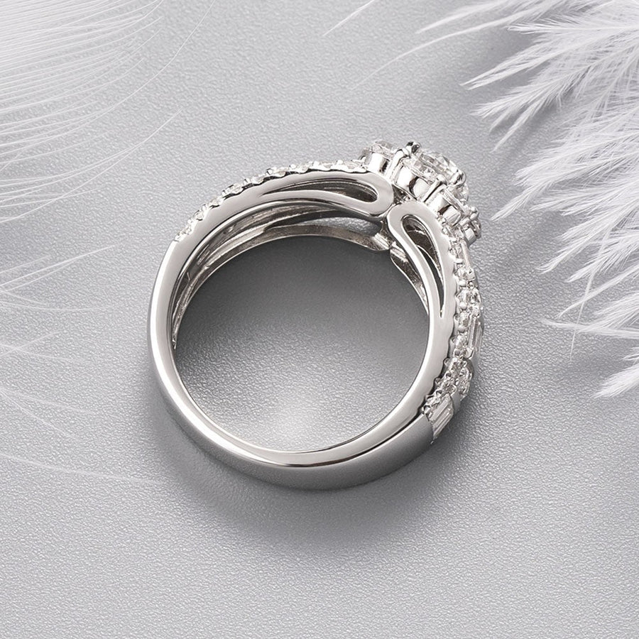 Vintage Flower Design Halo Round Cut Sterling Silver Engagement Ring shineofdiamond